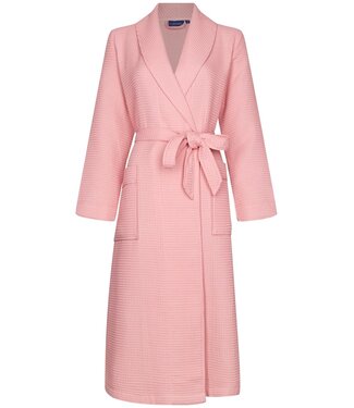Pastunette ladies pink cotton-mix wrap-over morninggown with shawlcollar 'waffle design'