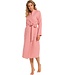 ladies pink cotton-mix wrap-over morninggown with shawlcollar 'waffle design'