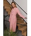 ladies pink cotton-mix wrap-over morninggown with shawlcollar 'waffle design'