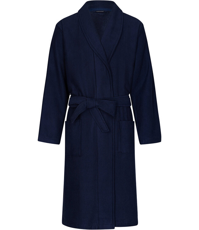 Pastunette for Men mens dark blue wrap-over bamboo-mix bathrobe