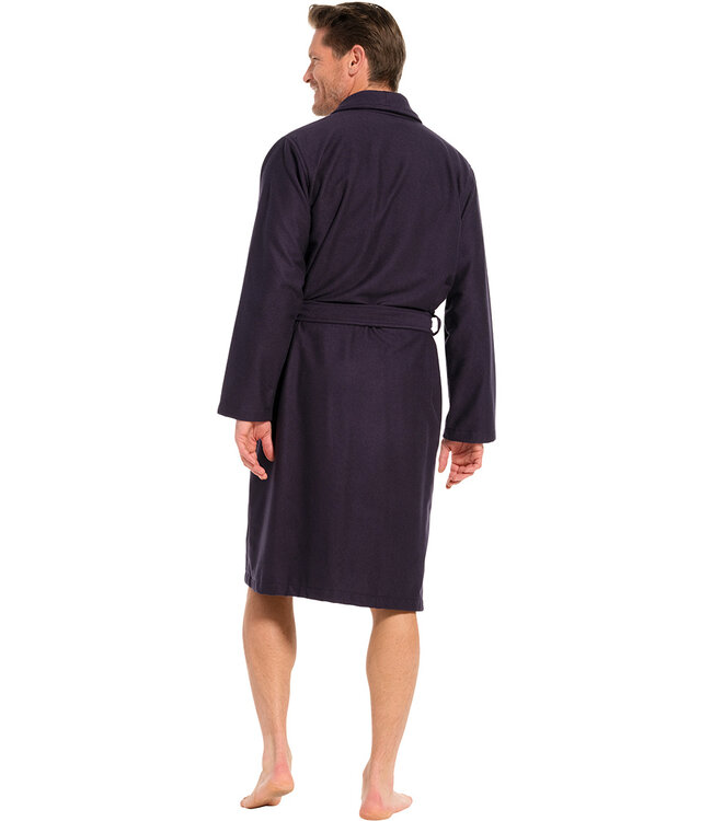 mens dark blue wrap-over bamboo-mix bathrobe