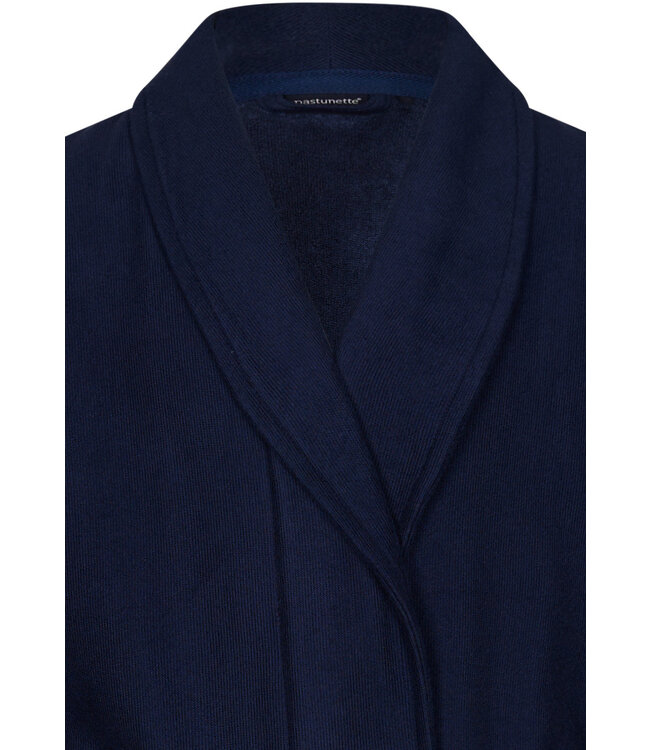 mens dark blue wrap-over bamboo-mix bathrobe