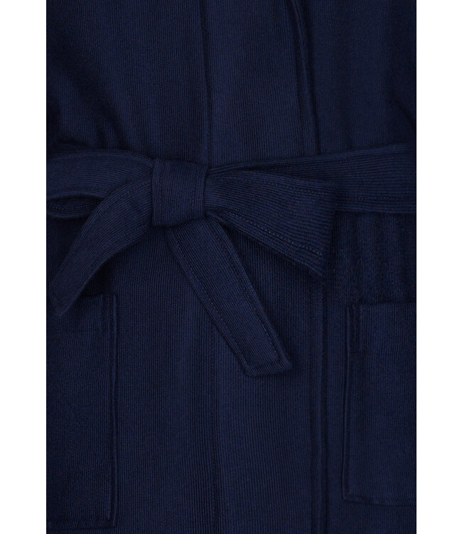 mens dark blue wrap-over bamboo-mix bathrobe