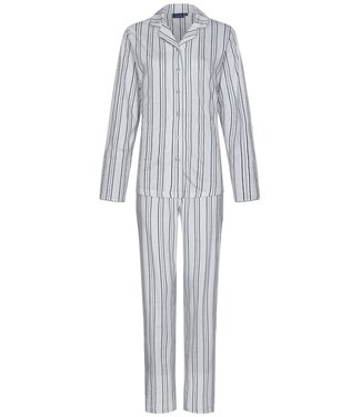 Pastunette Pastunette sage green full button organic cotton pyjama 'modern stripes'