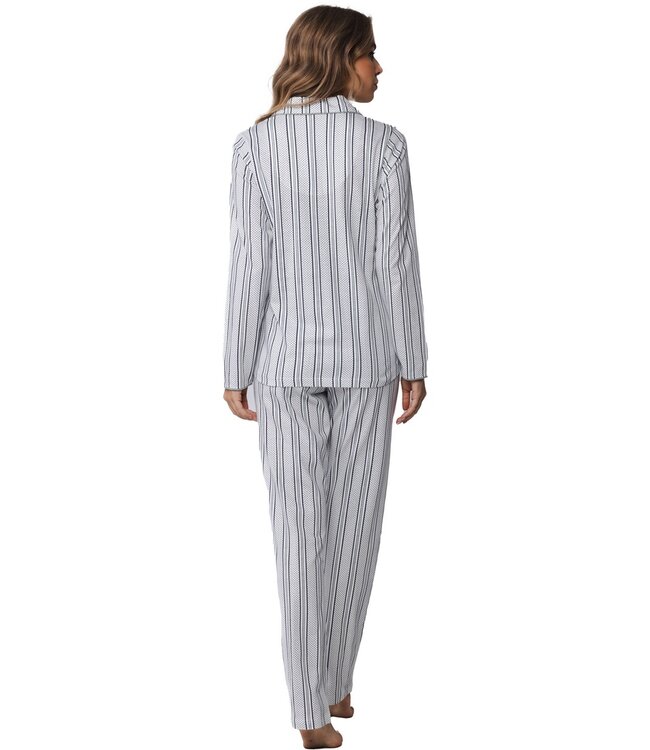 Pastunette sage green full button organic cotton pyjama 'modern stripes'