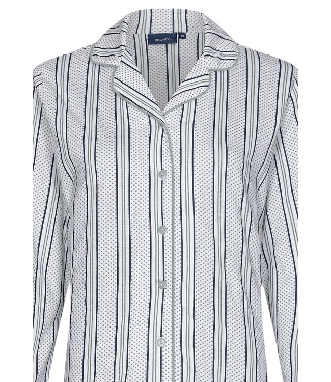 Pastunette sage green full button organic cotton pyjama 'modern stripes'