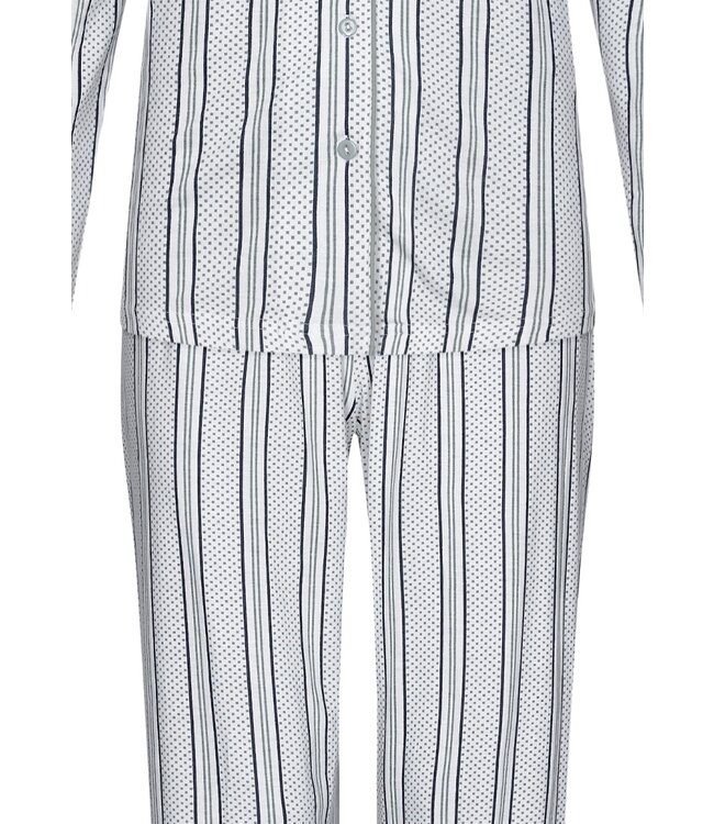 Pastunette sage green full button organic cotton pyjama 'modern stripes'