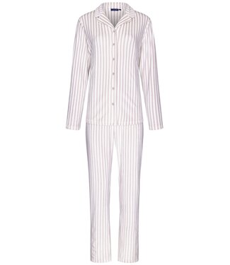 Pastunette Pastunette ladies soft velvet full button pyjama 'soft stripes'