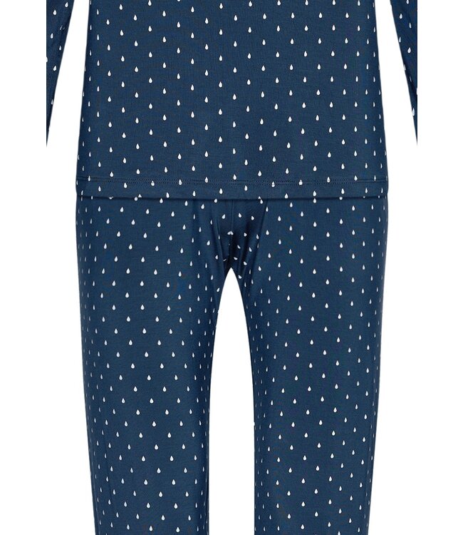 Pastunette Premium luxury blue modal-mix long sleeve pyjama 'dewdrops & lace'