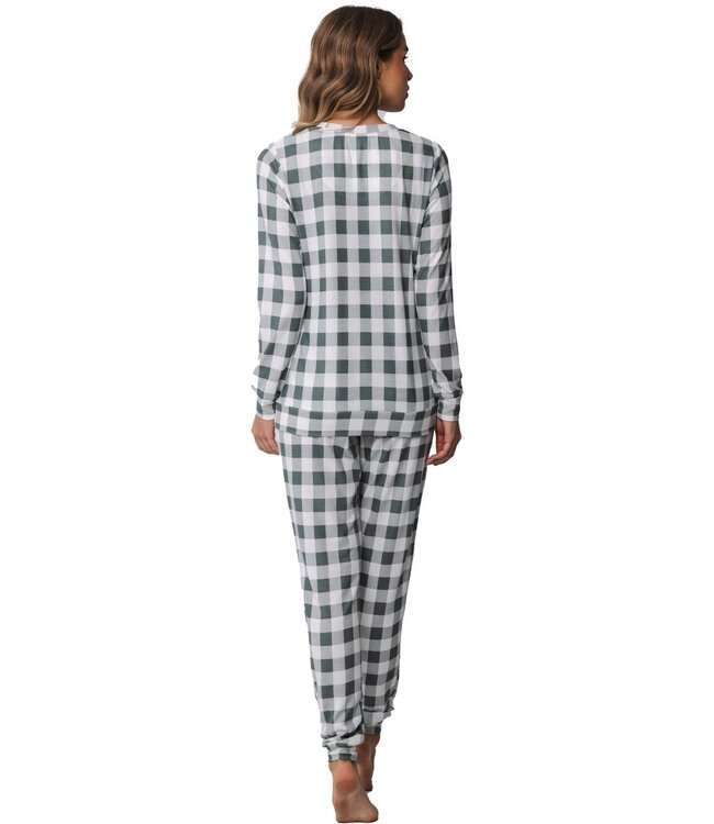 Pastunette fleece home-lounge dames pyjamaset 'checkered blocks'