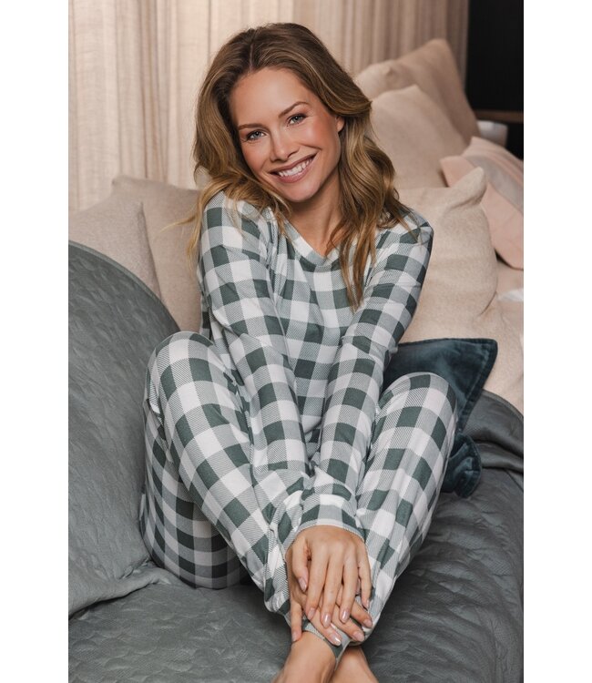 Pastunette fleece home-lounge dames pyjamaset 'checkered blocks'