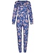 Pastunette Pastunette Blauwe katoen-modal pyjama met lange mouwen en manchetten 'funky floral'