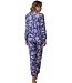 Pastunette long sleeve blue cotton-modal  pyjama with cuffs  'funky  floral'