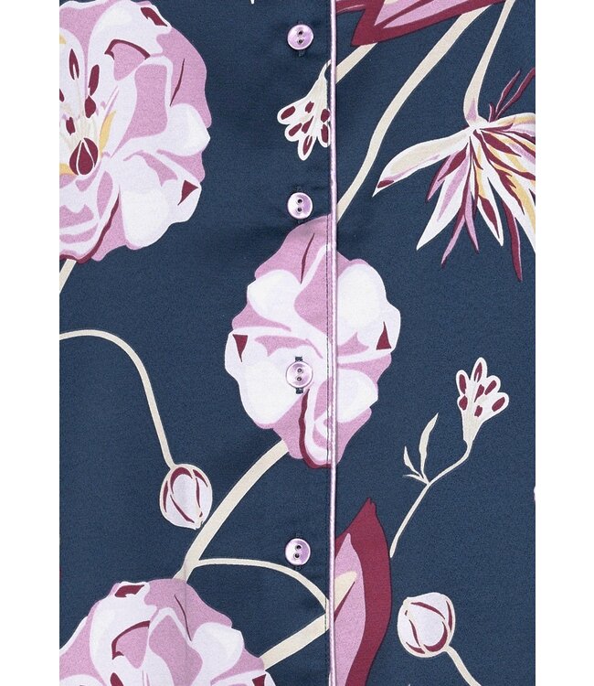 Pastunette Premium long sleeve full button cotton satin mix nightdress 'flower bloom'