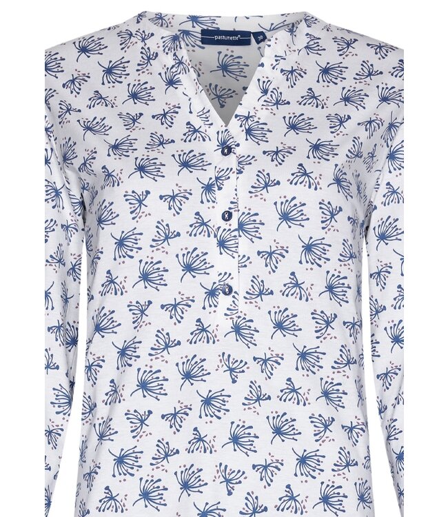 Pastunette ladies long sleeve cotton pyjama set with buttons 'wishy flower'