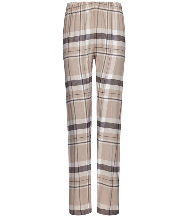 Pastunette ladies cotton flannel full button pyjama 'sweet beige checks'