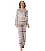 Pastunette ladies cotton flannel full button pyjama 'sweet beige checks'