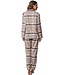 Pastunette ladies cotton flannel full button pyjama 'sweet beige checks'