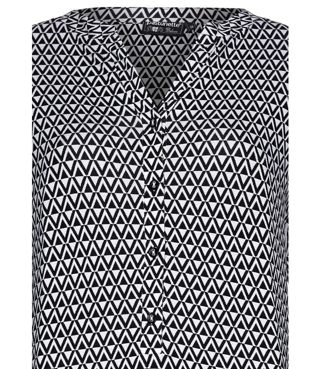 Pastunette Premium luxe nachthemd met lange mouwen en knopen 'monochrome diamonds'