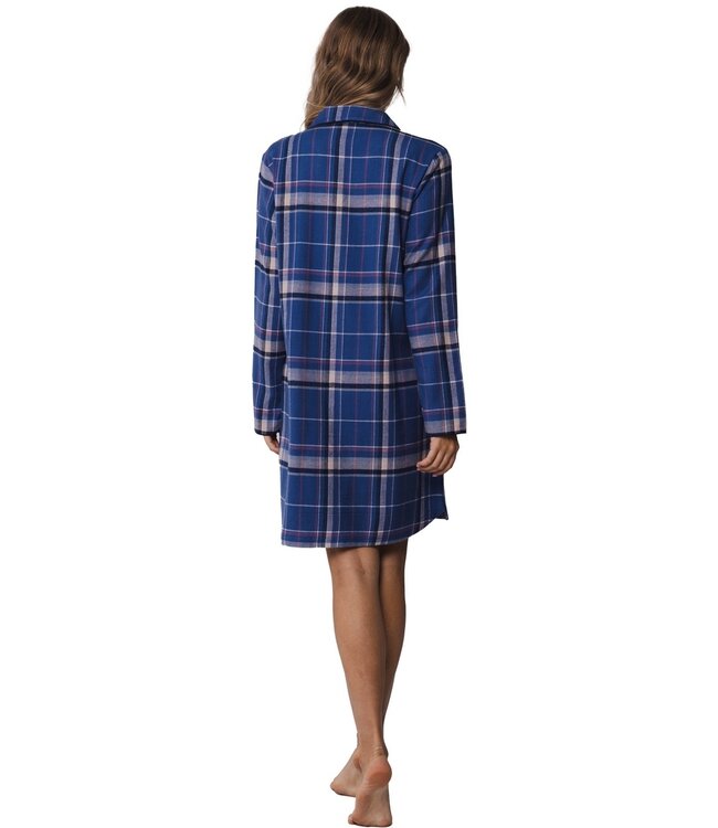Pastunette cotton woven, full button flannel  nightdress 'winter checks'
