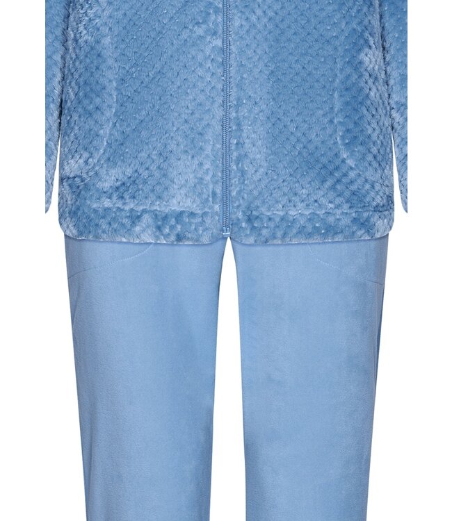 Pastunette ladies soft fleece bluehome lounge suit with zip 'pretty bobble'
