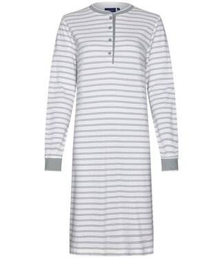 Pastunette Pastunette ladies sage green cotton nightdress with buttons 'horizonontal stripes'