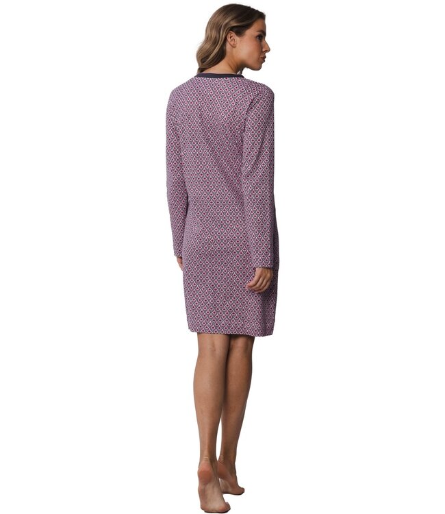 Pastunette organic cotton red nightdress with buttons 'geometric flower'