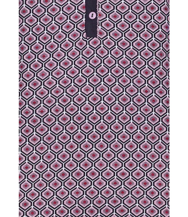 Pastunette biologisch katoenen rood nachthemd met knoopjes 'geometric flower'