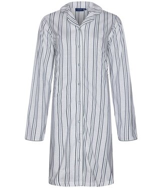 Pastunette Pastunette sage green full button organic cotton nightdress 'modern stripes'