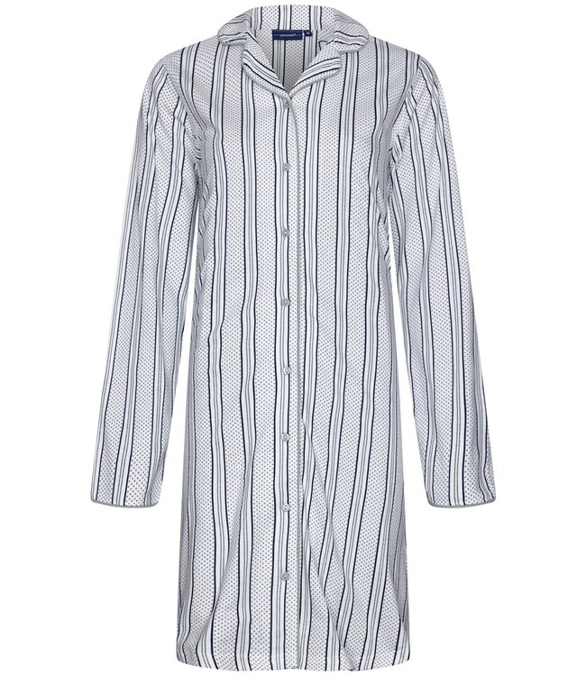 Pastunette sage green full button organic cotton nightdress 'modern stripes'