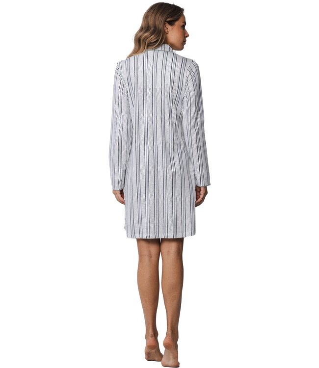 Pastunette sage green full button organic cotton nightdress 'modern stripes'