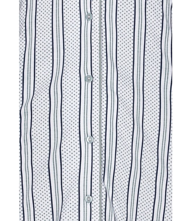 Pastunette sage green full button organic cotton nightdress 'modern stripes'