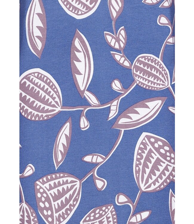 Pastunette blauw katoen-modal nachthemd met lange mouwen en knopen 'funky floral'