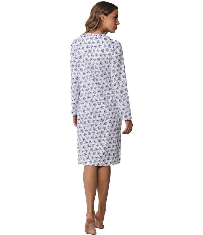 Pastunette katoenen damesnachthemd met lange mouwen en knoopjes 'wishy flower'