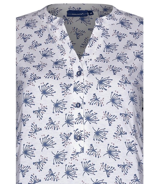 Pastunette katoenen damesnachthemd met lange mouwen en knoopjes 'wishy flower'