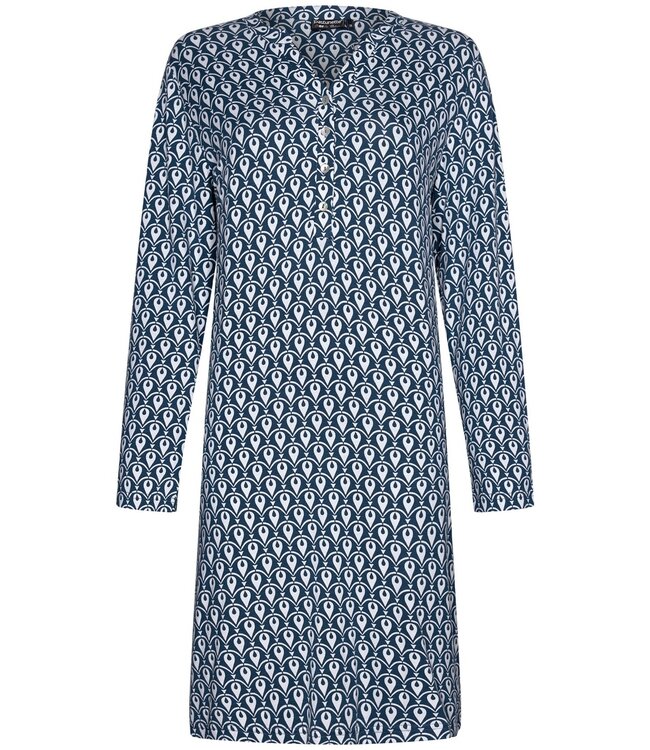 Pastunette Premium ladies luxury long sleeve nightdress with buttons 'geometric dewdrop'