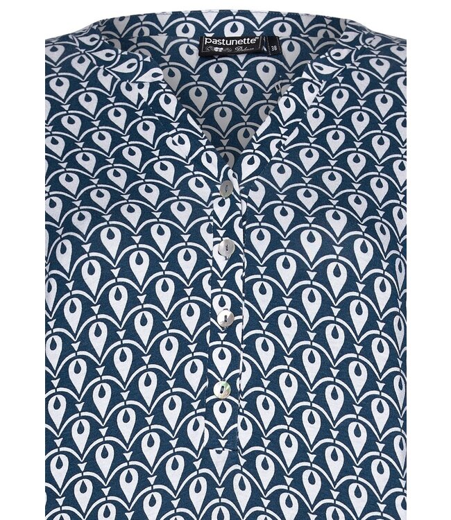 Pastunette Premium luxe damesnachthemd met lange mouwen en knopen 'geometric dewdrop'