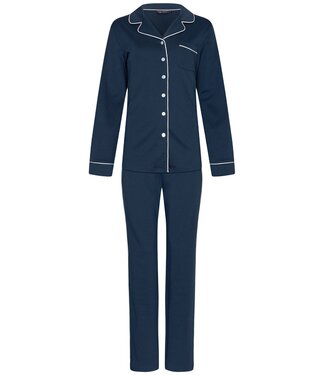 Pastunette Premium doorknoop dames pyjama van katoen 'chic midnight blue'