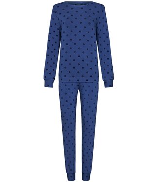 Pastunette Pastunette blauwe dames pyjama met lange mouwen 'dotty flower'