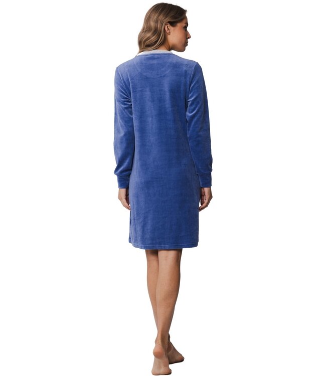 Pastunette blue soft velvet home lounge dress 'velvet comfort'