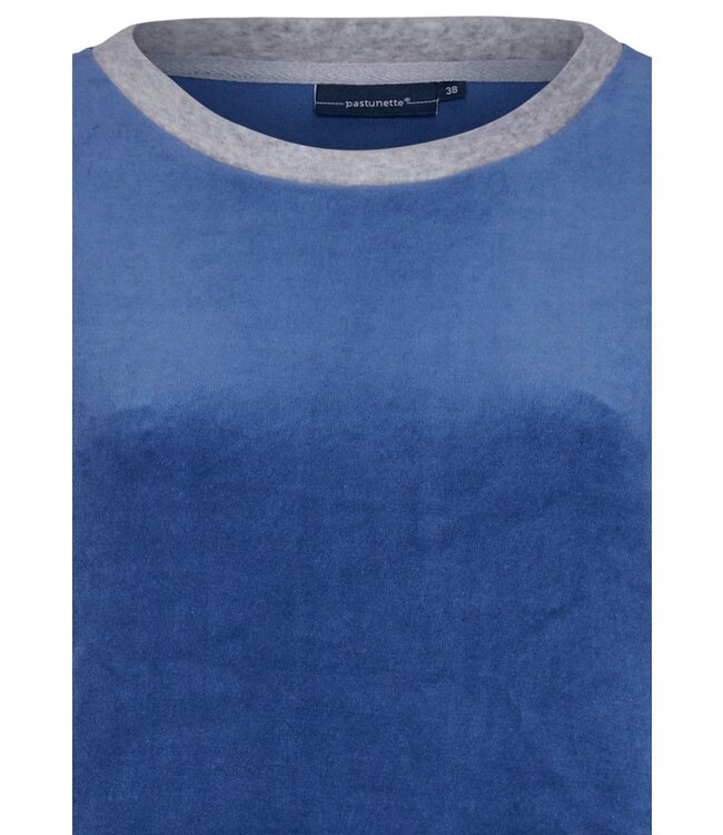 Pastunette blauwe zacht velours home-loungejurk 'velvet comfort'