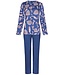 Pastunette Pastunette Blauwe katoen-modal pyjama met lange mouwen en knopen 'funky floral'