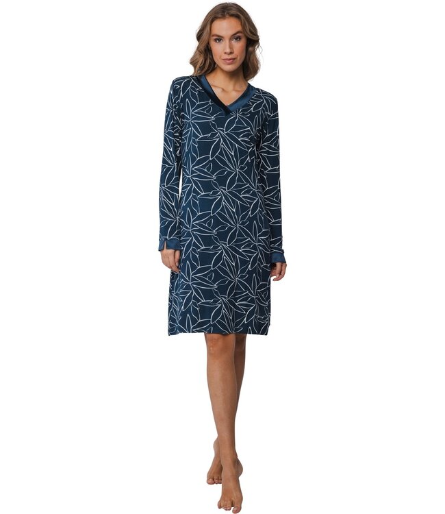 Pastunette Premium luxe lounge nachthemd van ecovero viscose 'ornamental flower'