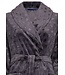 Pastunette extra lange, zachte flanel-fleece grijze overslag ochtendjas 'dotty circles'