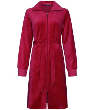 Pastunette Pastunette ladies luxury red velvet morninggown with full zip 'red beauty'