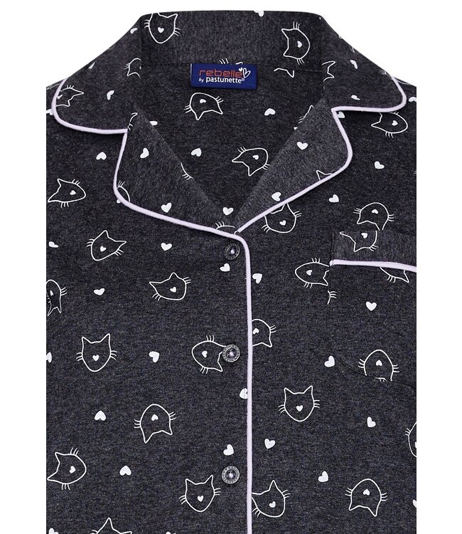 Rebelle ladies, long sleeves, full button nightshirt