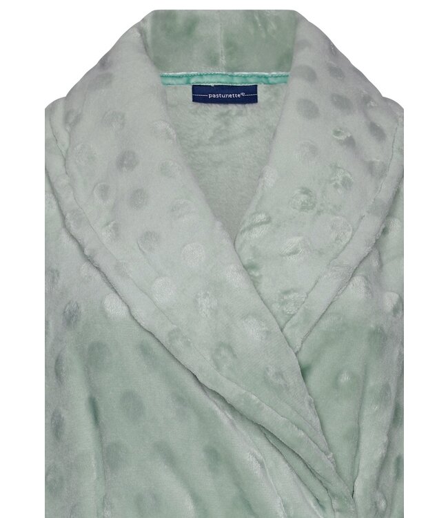 Pastunette soft flannel fleece green wrap-over morninggown 'dotty circles'