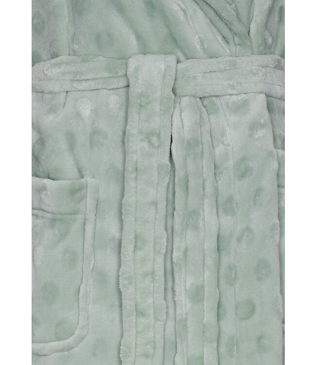 Pastunette soft flannel fleece green wrap-over morninggown 'dotty circles'