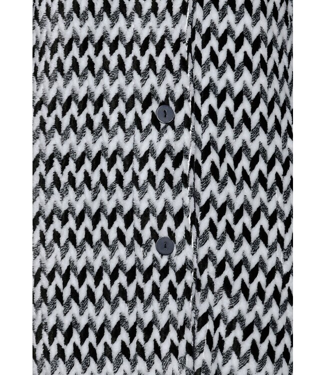Pastunette Premium jacquard fleece warme doorknoop ochtendjas 'monochrome zigzags'