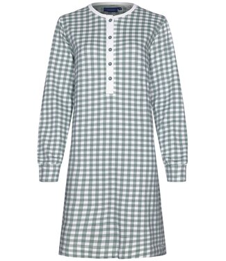 Pastunette Pastunette cotton french terry long sleeve nightdress with buttons 'checkered blocks'